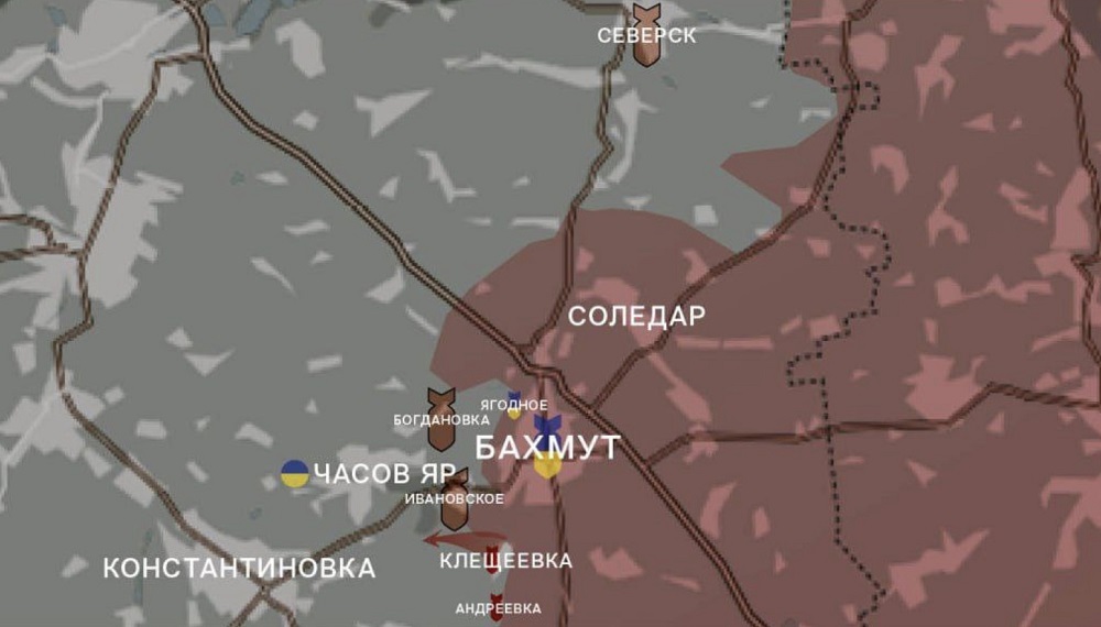 Карта СВО на Артемовском направлении направлении. Последние новости спецоперации на карте. Источник - Wargonzo