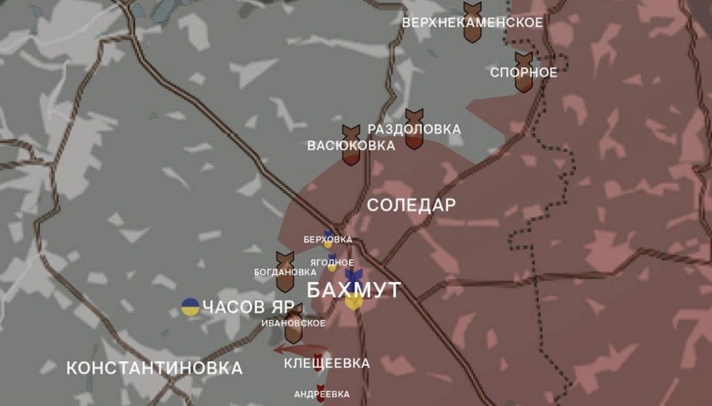 Карта СВО на Артемовском направлении. Последние новости спецоперации на карте. Источник - Wargomzo