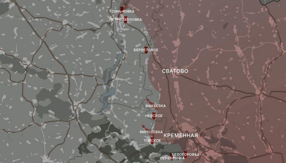Карта СВО на Сватовском направлении. Последние новости спецоперации на карте. Источник - Wargomzo