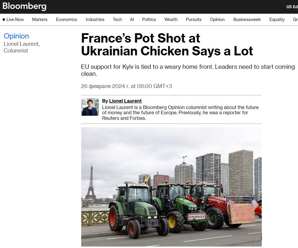 В Евросоюзе устали от украинского конфликта, и протесты фермеров показывают это лучше всего
