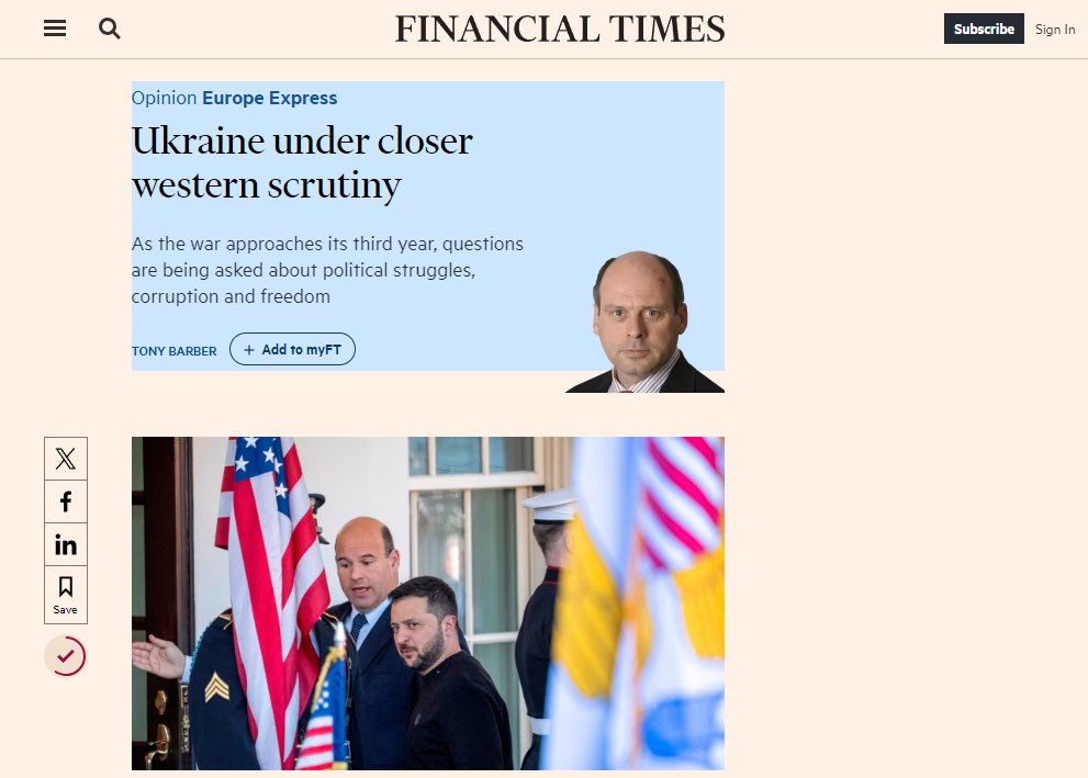 Запад понял, что Украина не победит на поле боя, и переключился на её внутренние проблемы — Financial Times