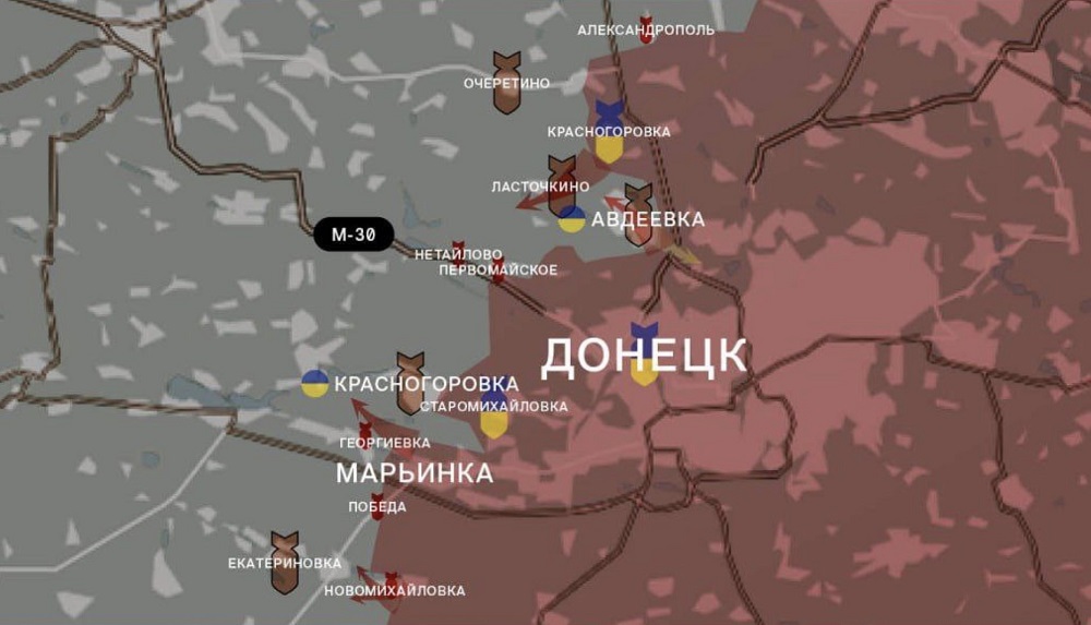 Карта СВО на Донецком направлении. Последние новости спецоперации на карте. Источник - Wargonzo