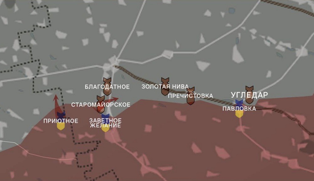 Карта СВО на Угледарском направлении. Последние новости спецоперации на карте. Источник - Wargonzo