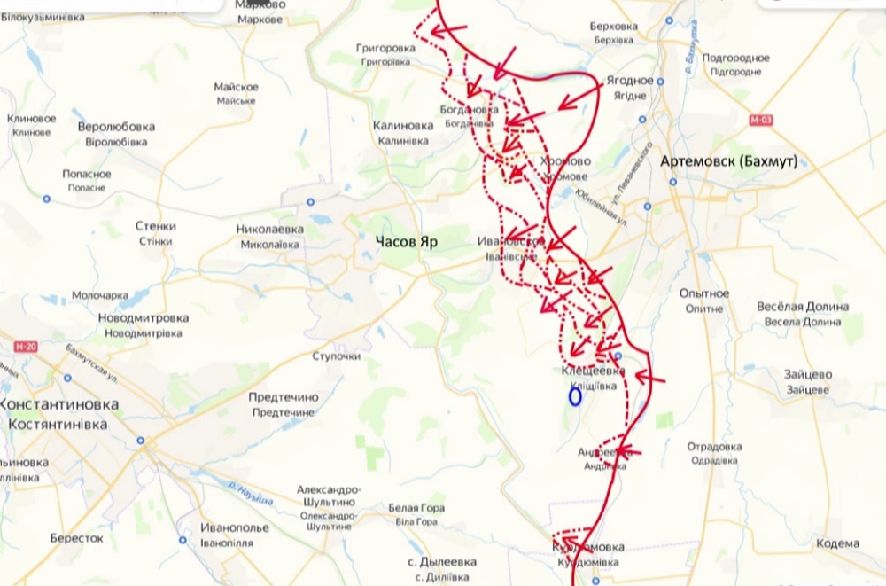 Карта СВО на Артемовском направлении. Последние новости спецоперации на карте. Источник - Подоляка