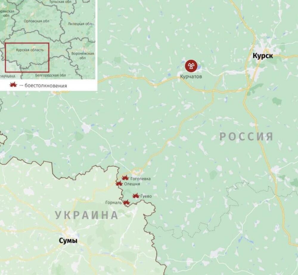 Карта боевых действий в Курской области, источник - aif.ru