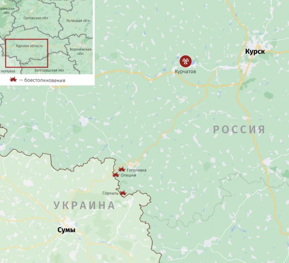 Карта боевых действий в Курской области, источник - aif.ru