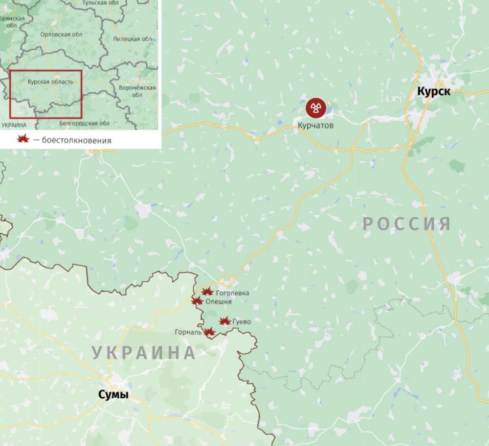 Карта боевых действий в Курской области, источник - aif.ru