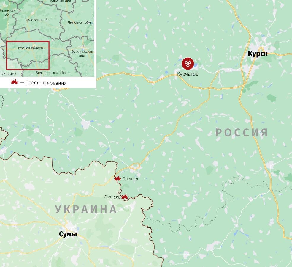 Карта боевых действий в Курской области